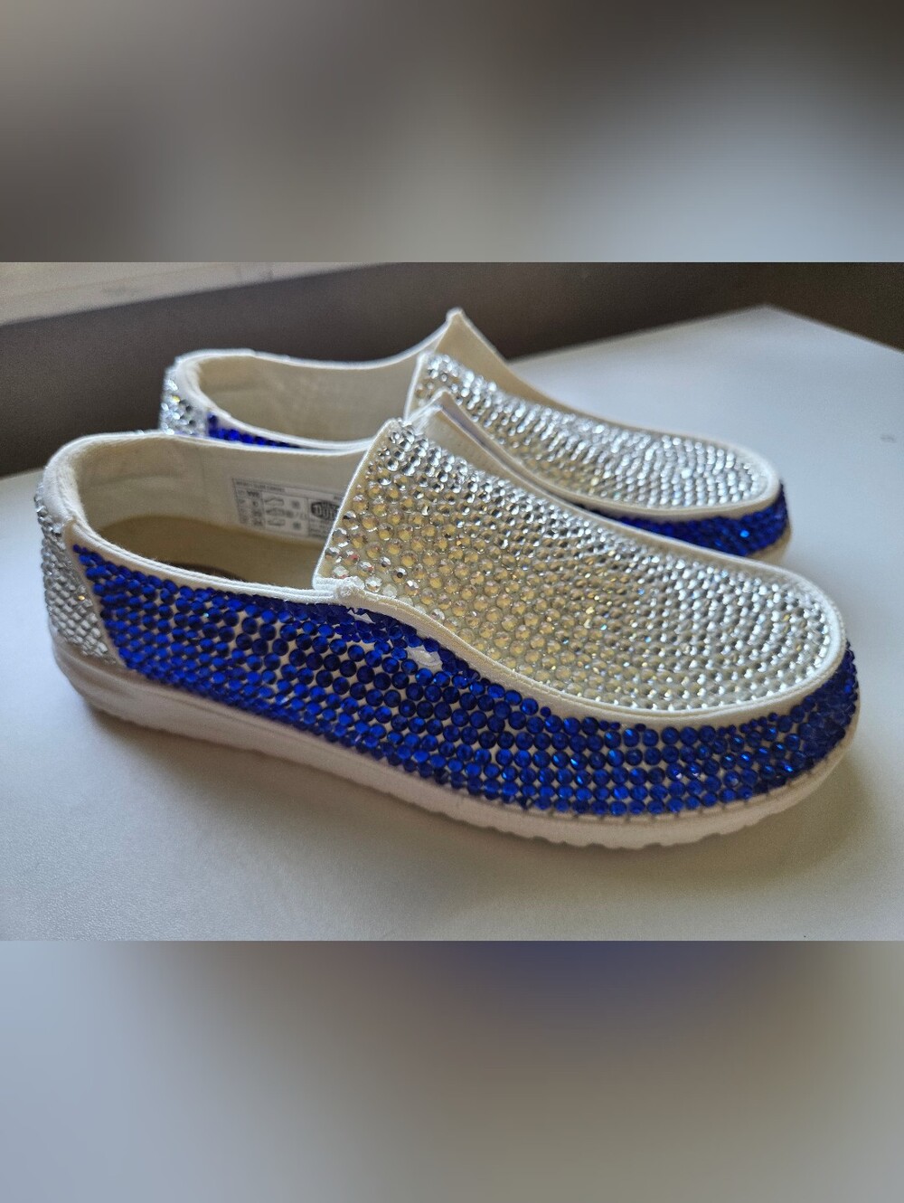 Custom Blue & Silver Rhinestone Shoes - Picture 5 of 9